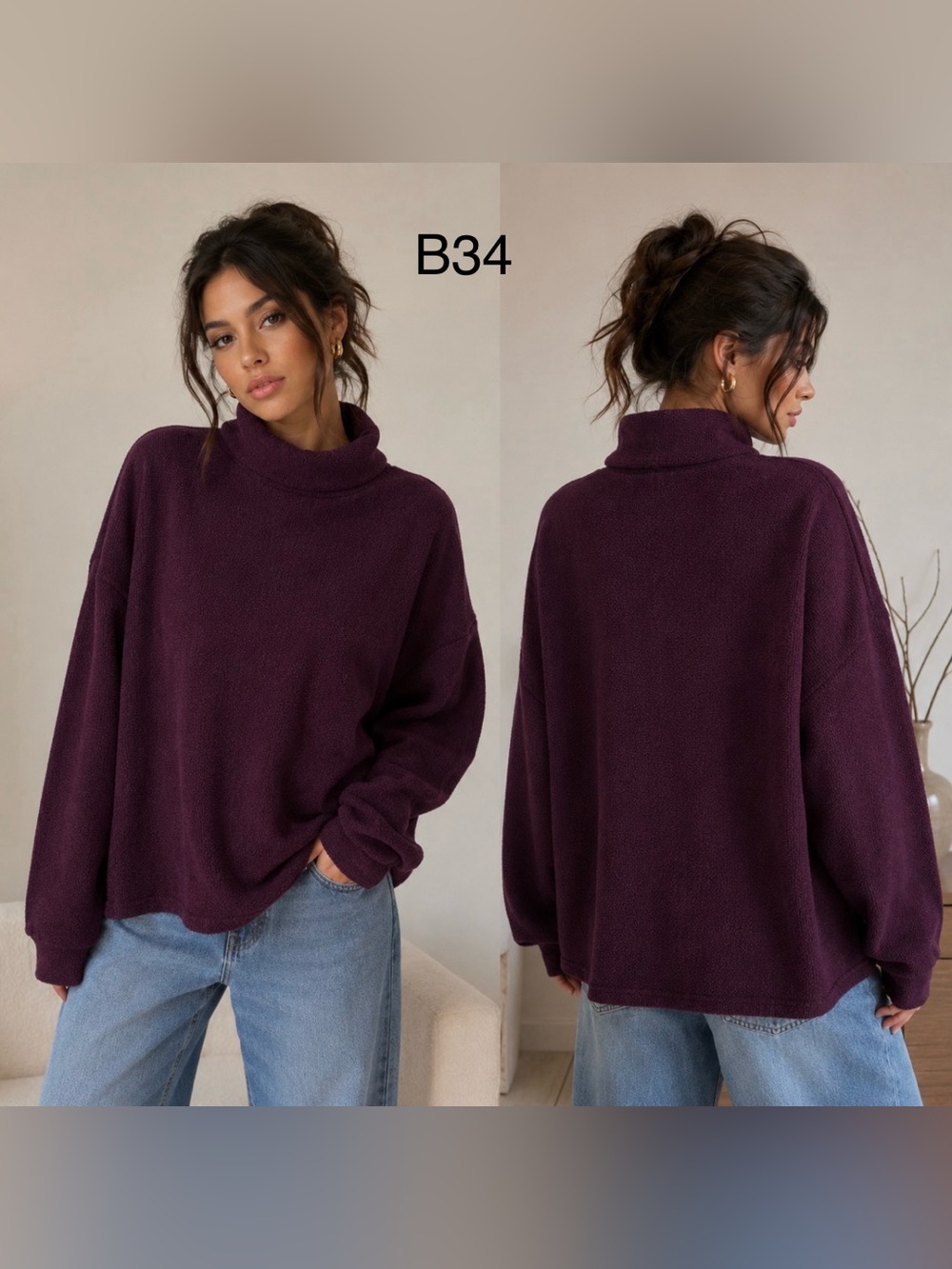 Banana Republic Women's Cozy Turtleneck Sweater - Plum,Size Small
